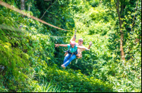        Lady Riding With A Guide Superman Style Tizati Zip Line Rincon De La Vieja
  - Costa Rica