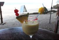        pina colada on beach elancla 
  - Costa Rica